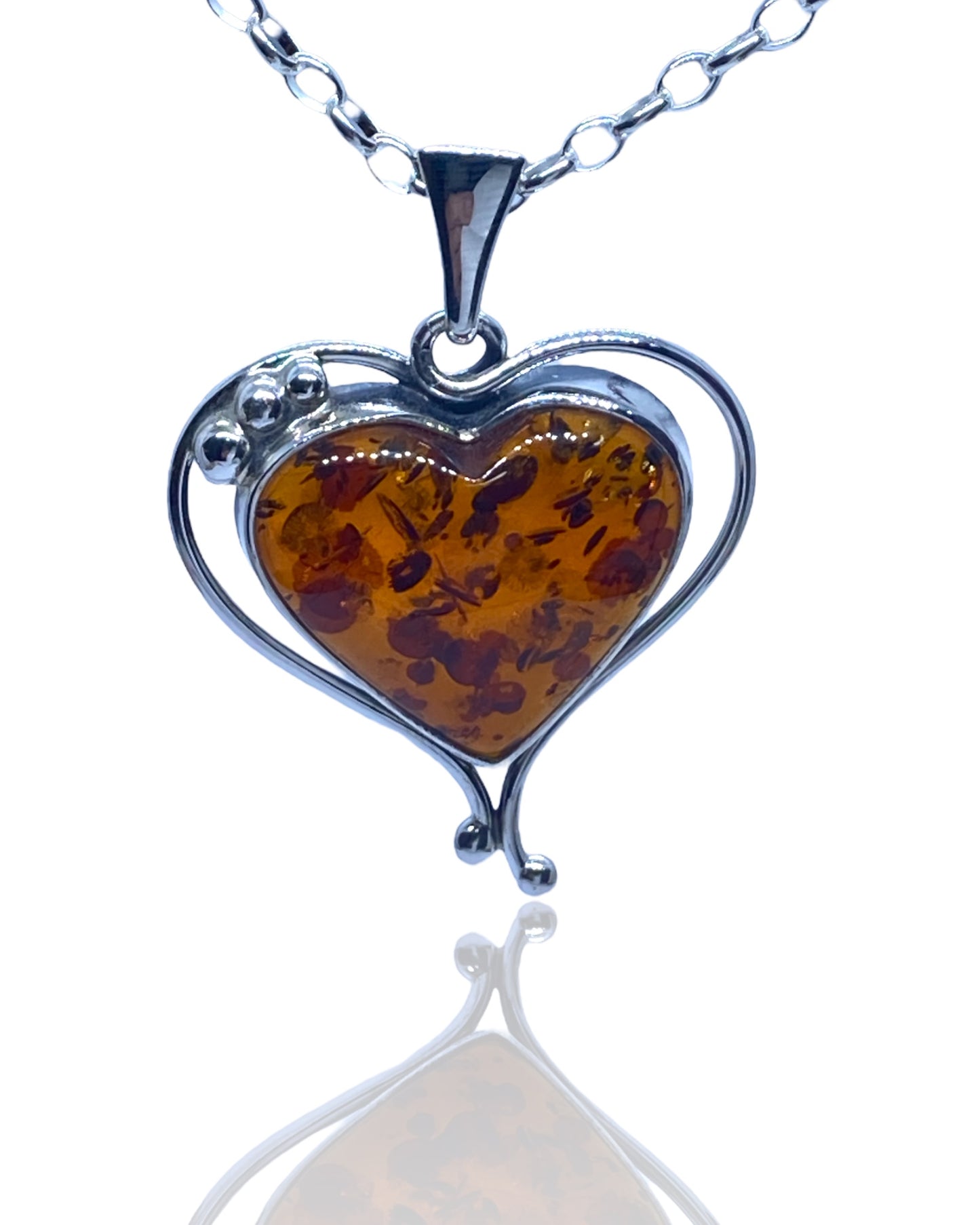 Amber Silver Heart 13