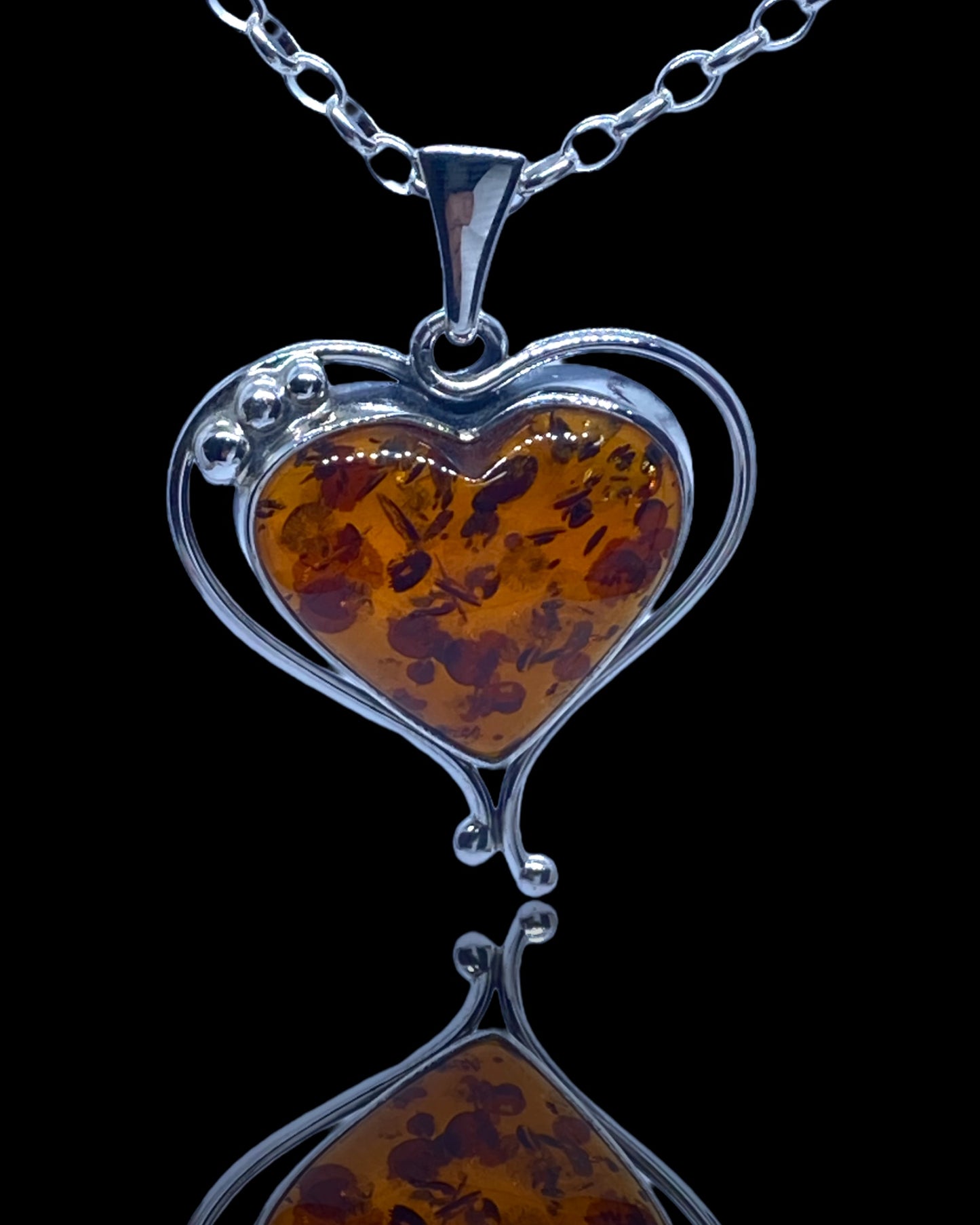 Amber Silver Heart 13